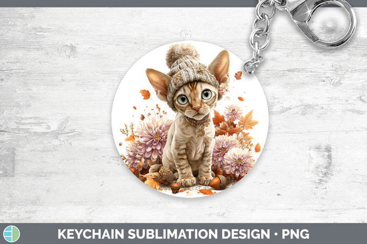 Sphynx Cat Keychain Cats Knit Hat Sublimation Keyring Design