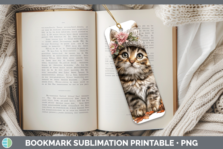 Tabby Cat Bookmark Cats Knit Hat Sublimation Printable Desig