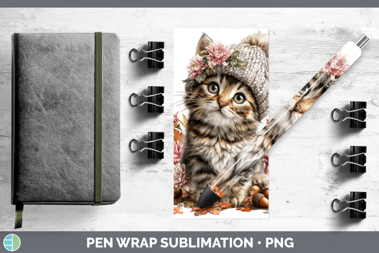Tabby Cat Pen Wrap Cats Knit Hat Sublimation Pen Designs