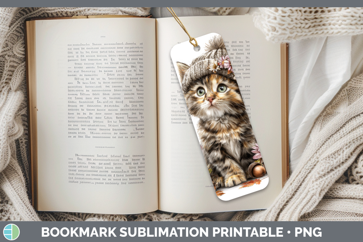 Tortoiseshell Cat Bookmark Cats Knit Hat Sublimation Printab