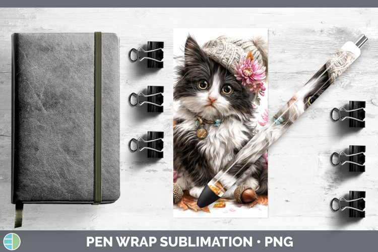 Tuxedo Cat Pen Wrap Cats Knit Hat Sublimation Pen Designs