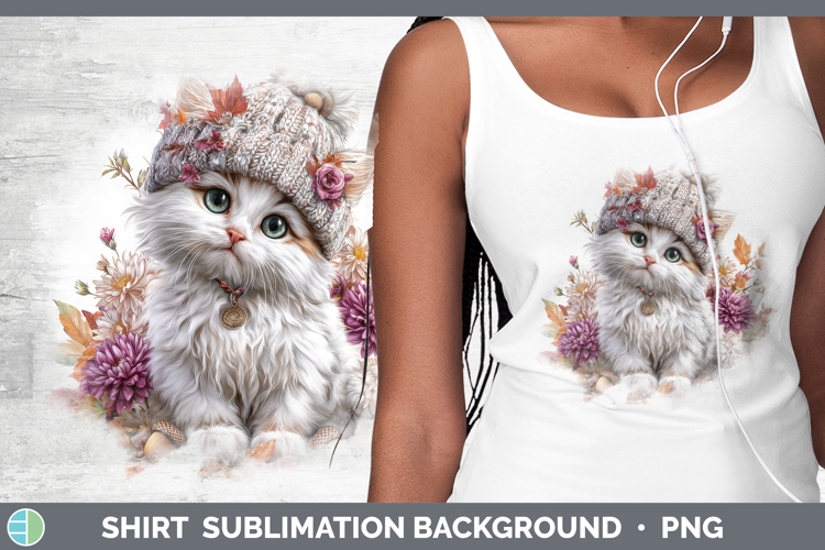 White Cat Shirt Cats Knit Hat Sublimation Background Designs