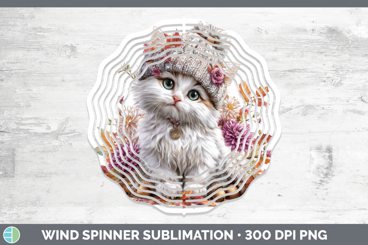 White Cat Wind Spinner Cats Knit Hat Sublimation Spinner Des
