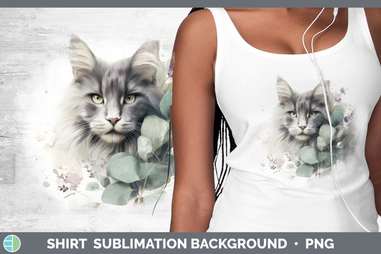 Angora Shirt Cats Lavender and Eucalyptus Sublimation Backgr