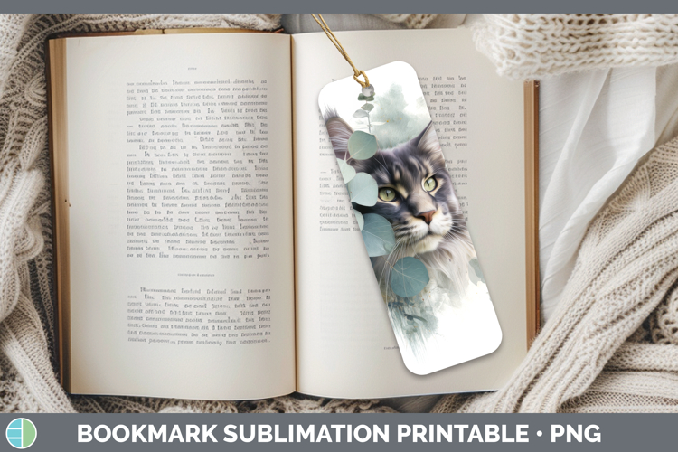 Maine Coon Bookmark Cats Lavender and Eucalyptus Sublimation