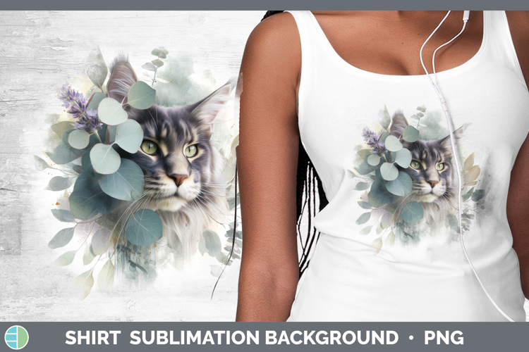 Maine Coon Shirt Cats Lavender and Eucalyptus Sublimation Ba