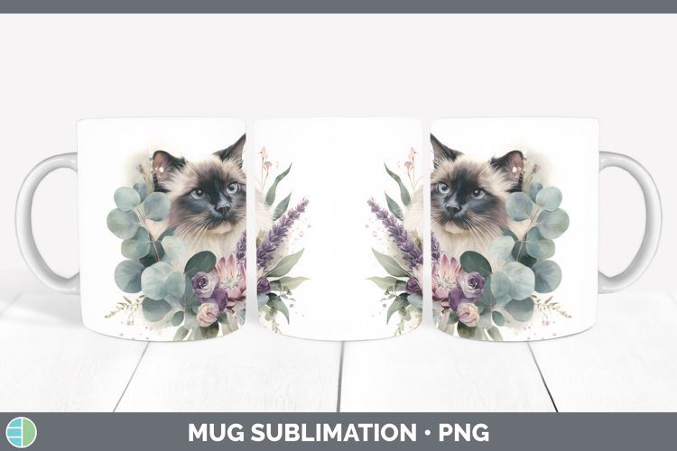 Ragdoll Mug Wrap Cats Lavender and Eucalyptus Sublimation Co