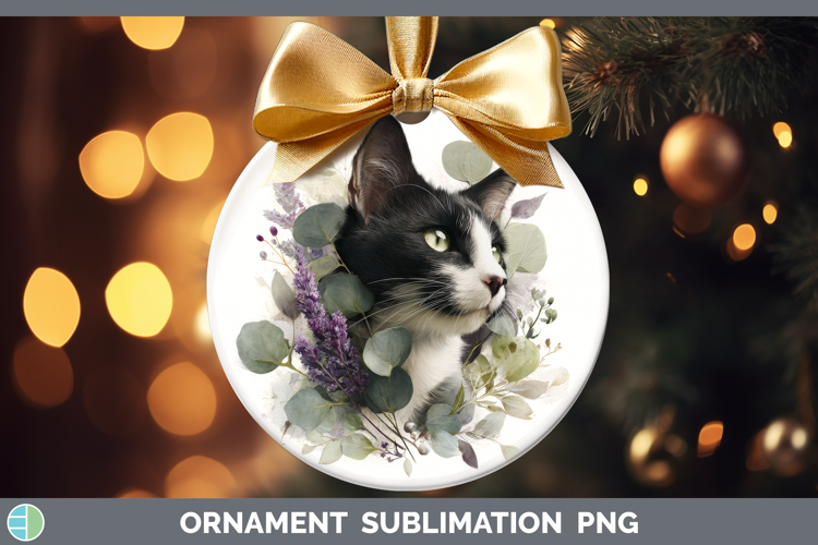 Tuxedo Ornament Cats Lavender and Eucalyptus Sublimation Bau