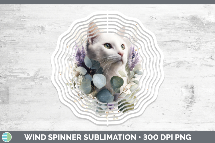 White Wind Spinner Cats Lavender and Eucalyptus Sublimation