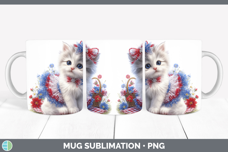 Cats Patriotic Angora Cat Mug Wrap Sublimation Coffee Cup De