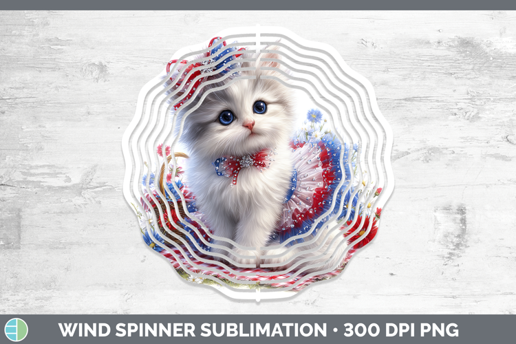 Cats Patriotic Angora Cat Wind Spinner Sublimation Spinner D