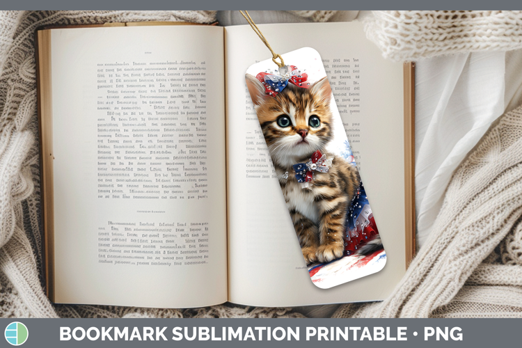 Cats Patriotic Bengal Cat Bookmark Sublimation Printable Des