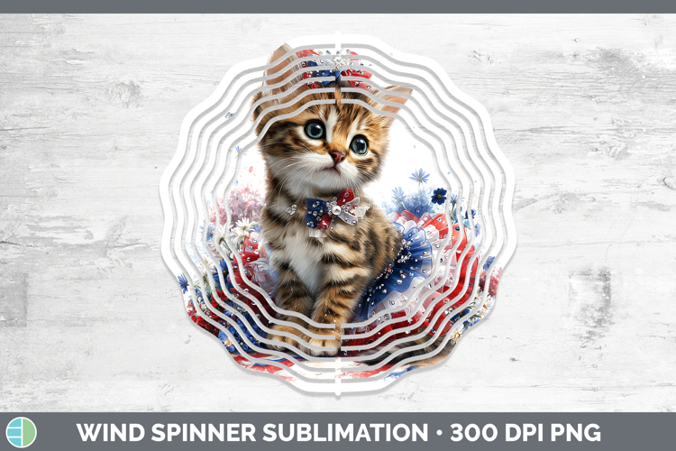 Cats Patriotic Bengal Cat Wind Spinner Sublimation Spinner D