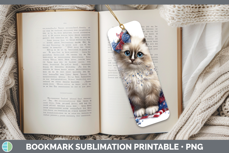 Cats Patriotic Birman Cat Bookmark Sublimation Printable Des
