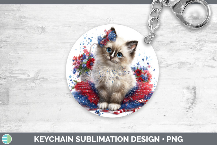 GorgeousCats Patriotic Keychain design.