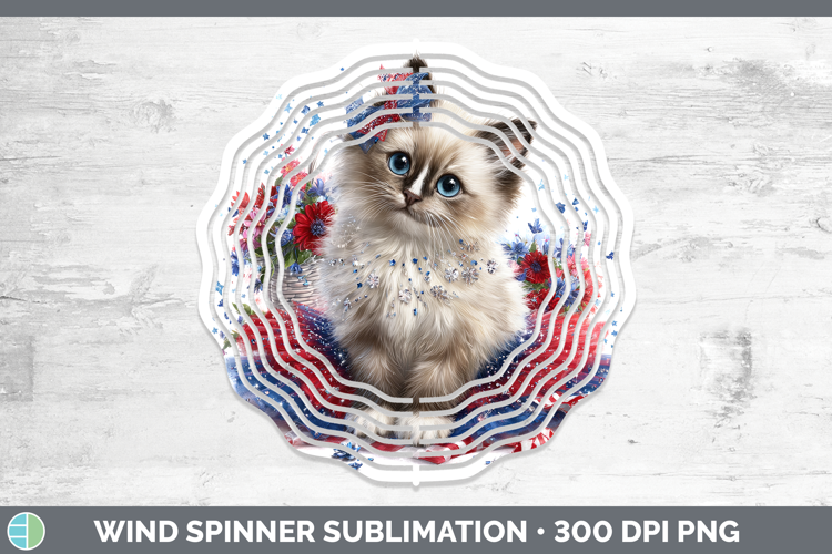 Cats Patriotic Birman Cat Wind Spinner Sublimation Spinner D