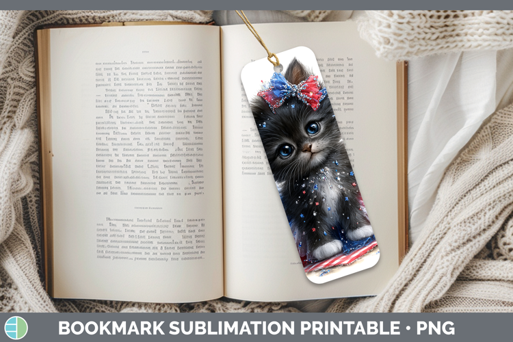 Cats Patriotic Black Cat Bookmark Sublimation Printable Desi
