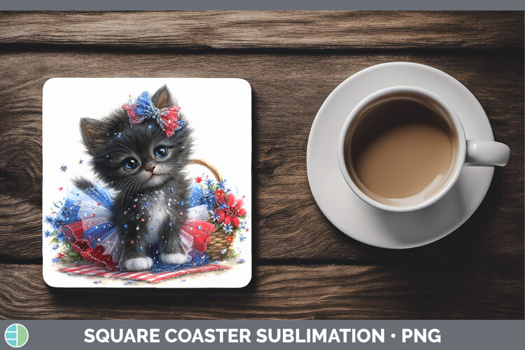 GorgeousCats Patriotic Square Coaster design.