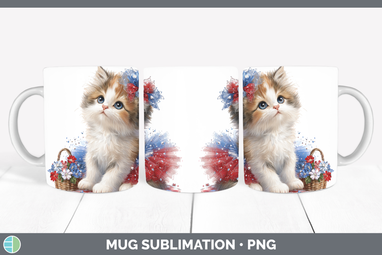 Cats Patriotic Calico Cat Mug Wrap Sublimation Coffee Cup De