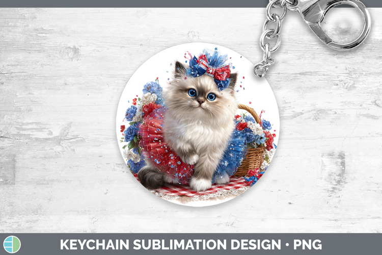 Cats Patriotic Himalayan Cat Keychain Sublimation Keyring De