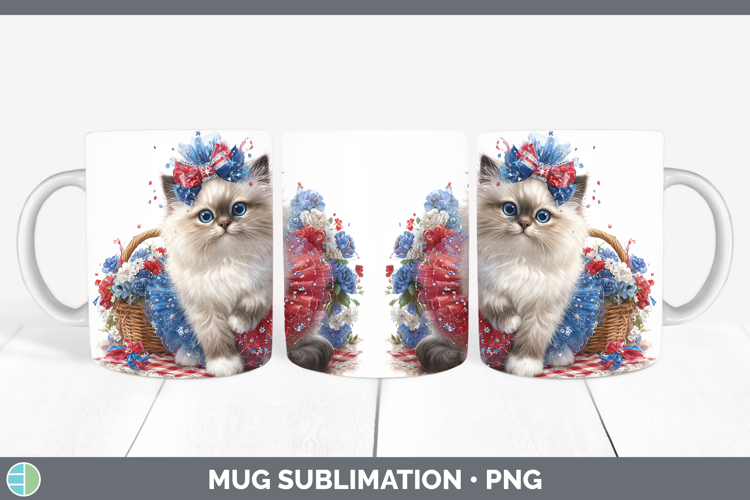 Cats Patriotic Himalayan Cat Mug Wrap Sublimation Coffee Cup