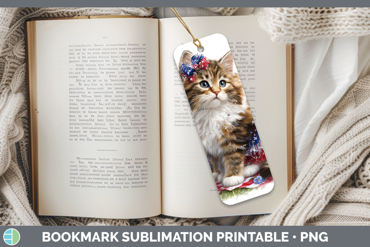 Cats Patriotic Maine Coon Cat Bookmark Sublimation Printable