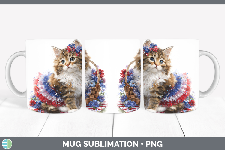 Cats Patriotic Maine Coon Cat Mug Wrap Sublimation Coffee Cu