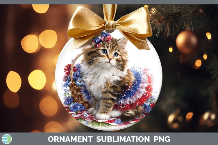 Cats Patriotic Maine Coon Cat Ornament Sublimation Bauble De