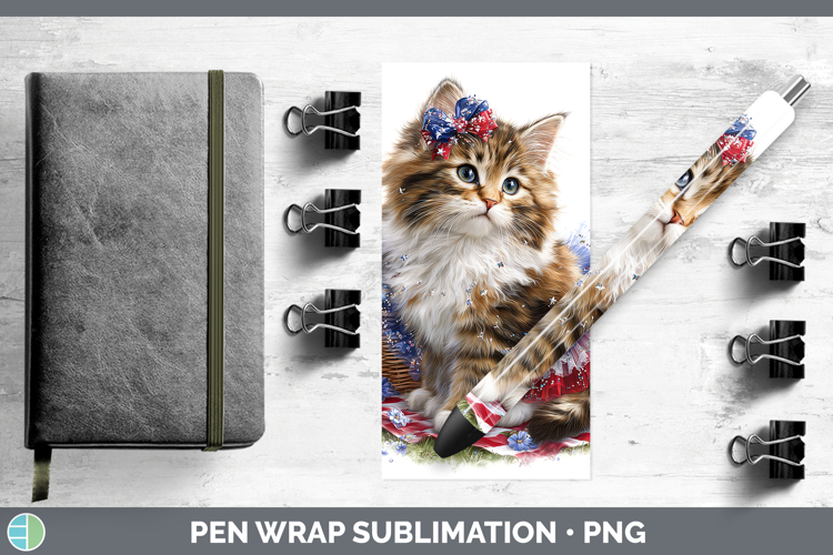 Cats Patriotic Maine Coon Cat Pen Wrap Sublimation Pen Desig
