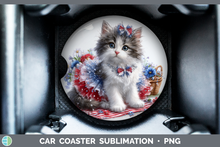 Cats Patriotic Norwegian Forest Cat Car Coaster Sublimation