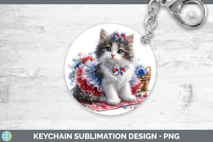 GorgeousCats Patriotic Keychain design.