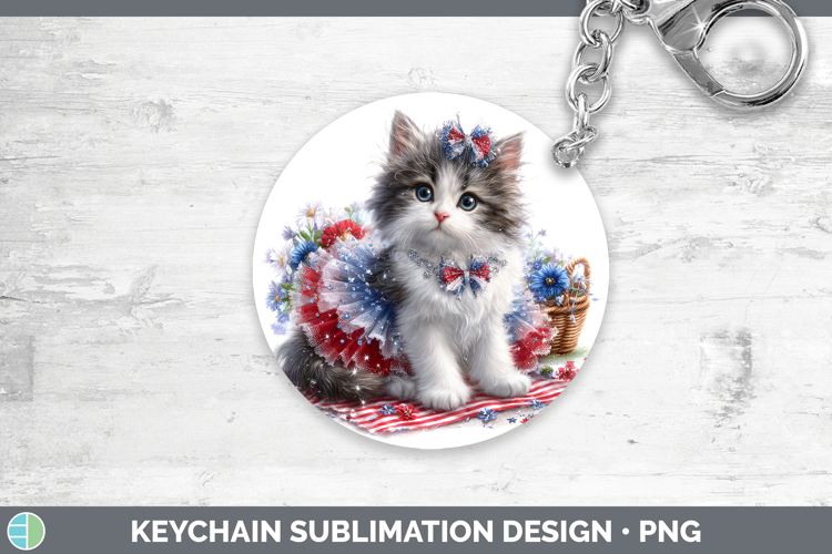 Cats Patriotic Norwegian Forest Cat Keychain Sublimation Key