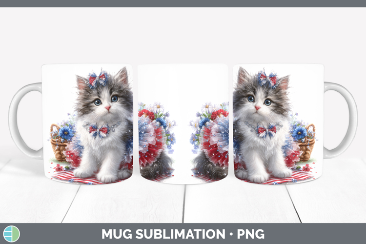 Cats Patriotic Norwegian Forest Cat Mug Wrap Sublimation Cof