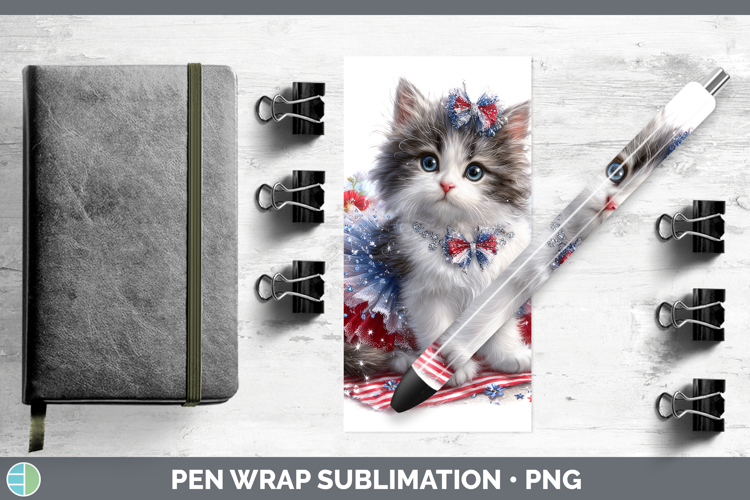 Cats Patriotic Norwegian Forest Cat Pen Wrap Sublimation Pen