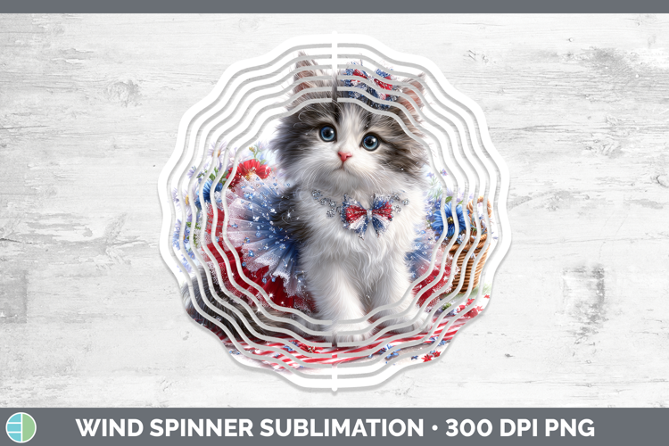 Cats Patriotic Norwegian Forest Cat Wind Spinner Sublimation