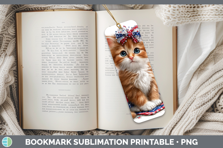 Cats Patriotic Orange Cat Bookmark Sublimation Printable Des