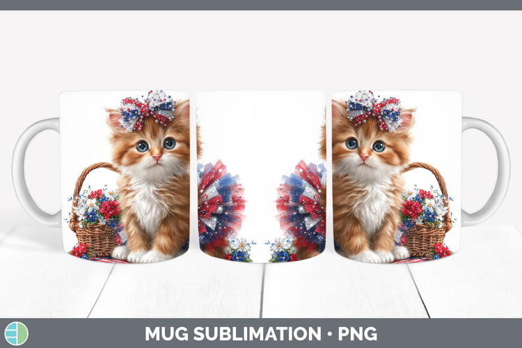 Cats Patriotic Orange Cat Mug Wrap Sublimation Coffee Cup De