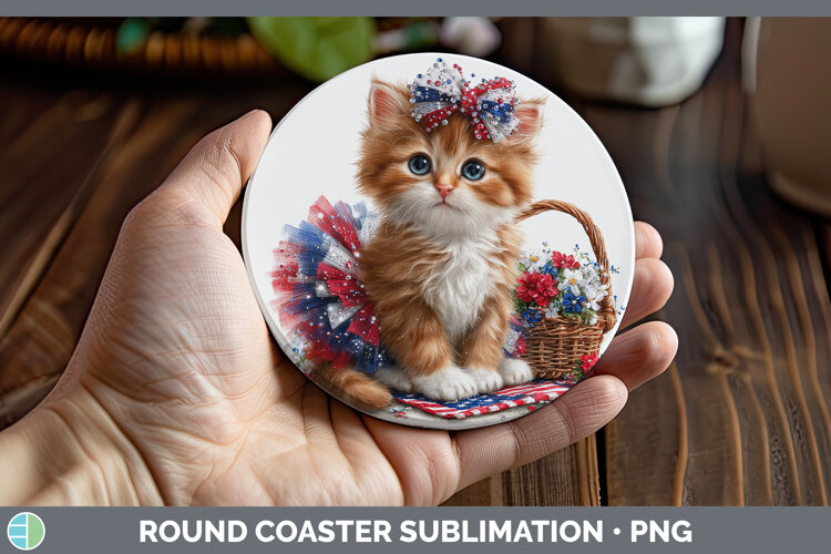 GorgeousCats Patriotic Round Coaster design.