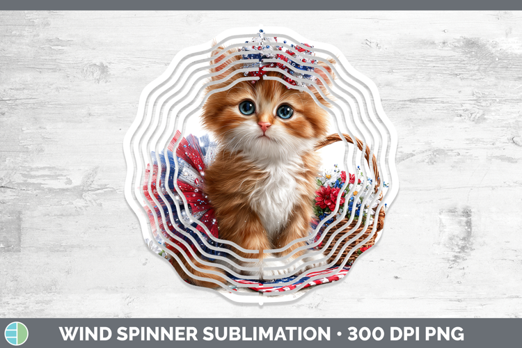 Cats Patriotic Orange Cat Wind Spinner Sublimation Spinner D