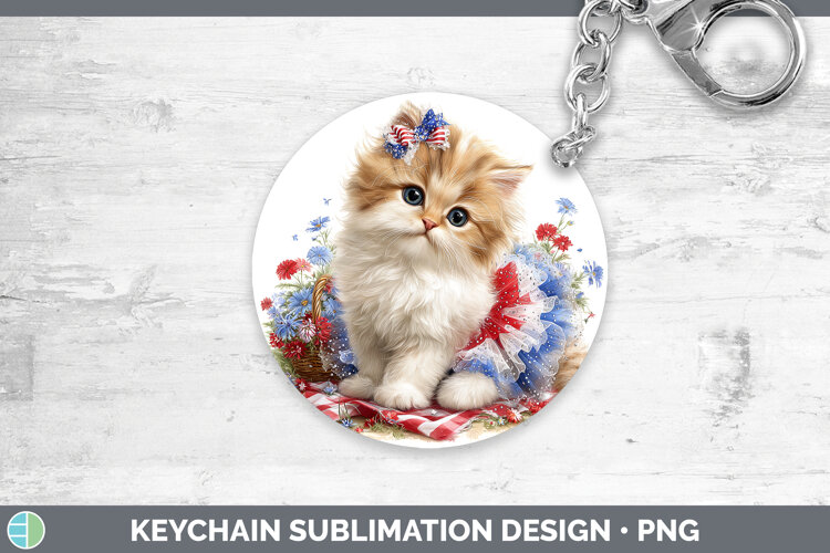 GorgeousCats Patriotic Keychain design.