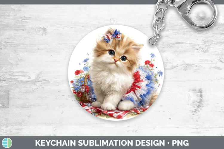 Cats Patriotic Persian Cat Keychain Sublimation Keyring Desi