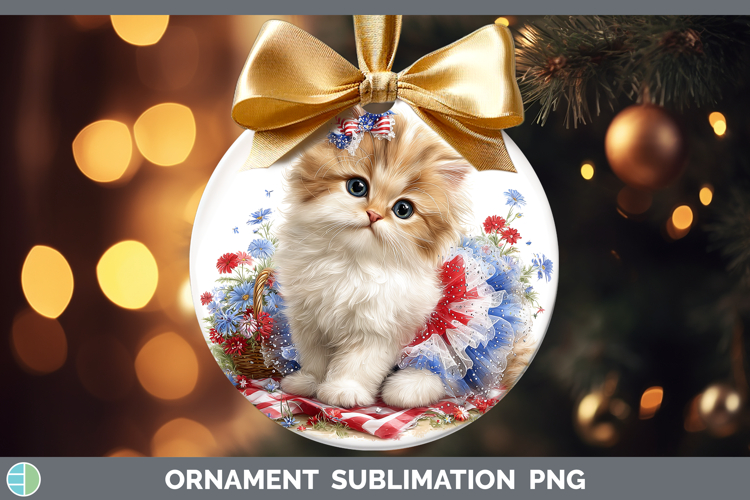 Cats Patriotic Persian Cat Ornament Sublimation Bauble Desig