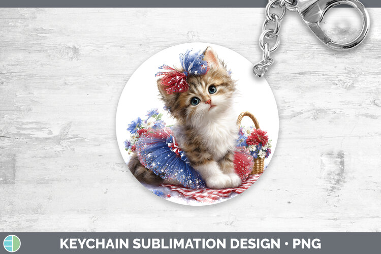GorgeousCats Patriotic Keychain design.
