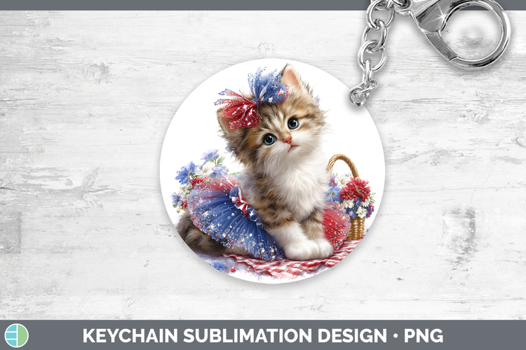 Cats Patriotic Ragdoll Cat Keychain Sublimation Keyring Desi