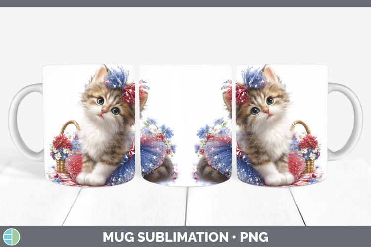 Cats Patriotic Ragdoll Cat Mug Wrap Sublimation Coffee Cup D
