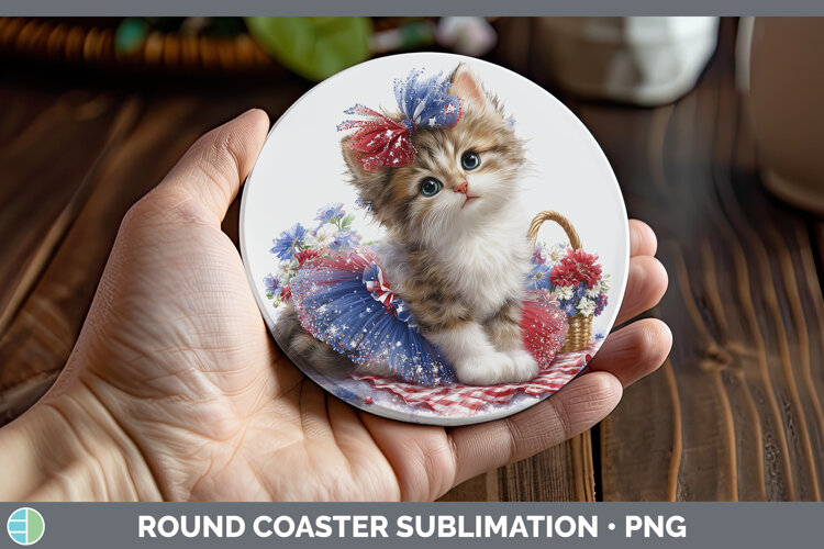 GorgeousCats Patriotic Round Coaster design.