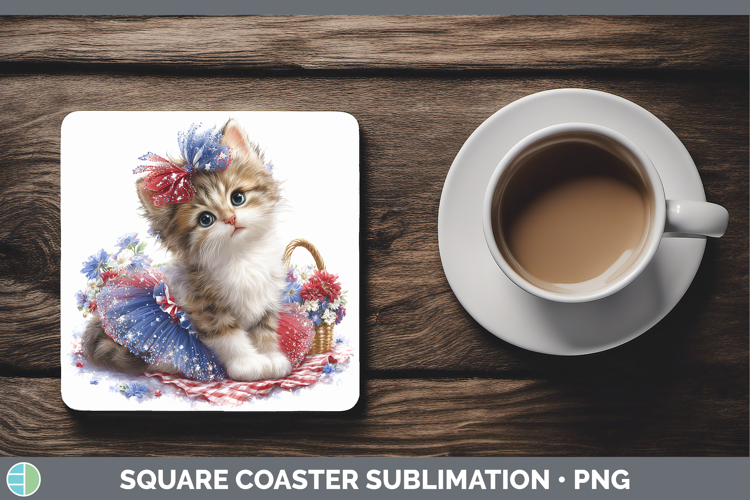 Cats Patriotic Ragdoll Cat Square Coaster Sublimation Coaste