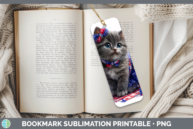 Cats Patriotic Russian Blue Cat Bookmark Sublimation Printab