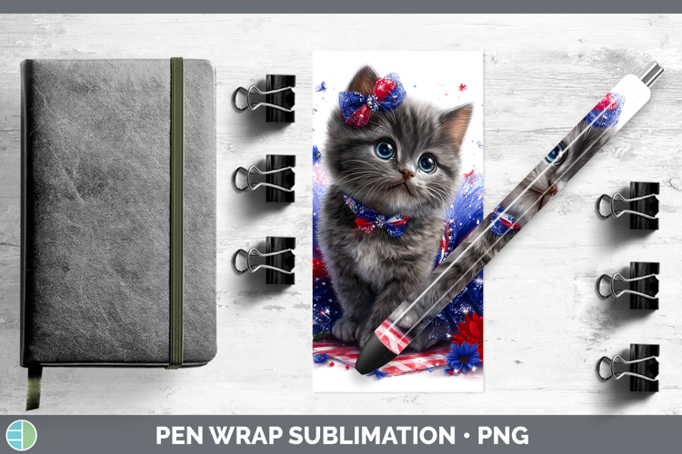 Cats Patriotic Russian Blue Cat Pen Wrap Sublimation Pen Des