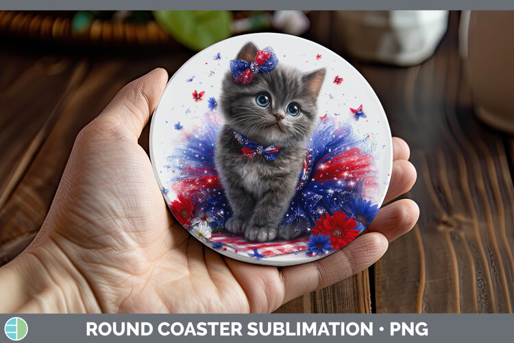 GorgeousCats Patriotic Round Coaster design.